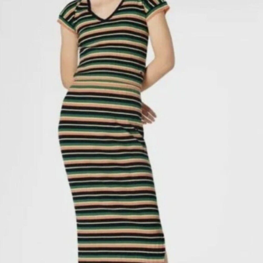 Sweaty Betty small two piece set multi color Striped Multicolor shirt skirt set